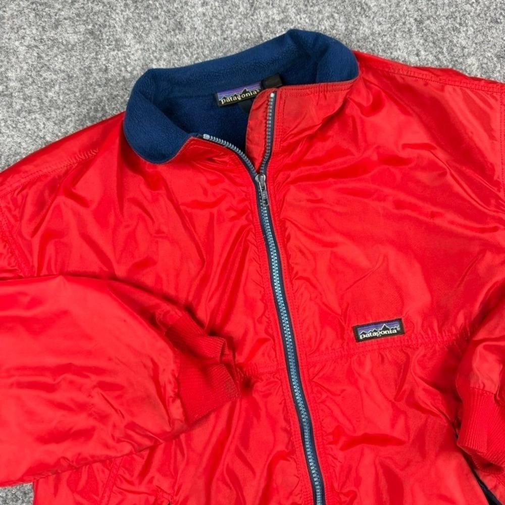 Vintage Patagonia Bomber Jacket Men Small Red Fleece Nylon Full Zip Made USA 80s